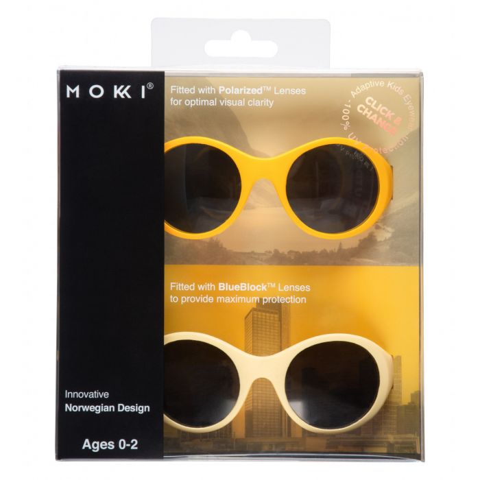 Set 2 ochelari copii Click & Change, galben, 0-2 ani, Mokki JEMmokki-MO8003