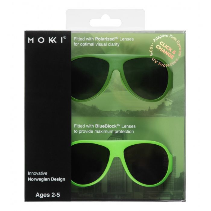 Set de 2 ochelari copii Click & Change, verde, 2-5 ani, Mokki JEMmokki-MO8007