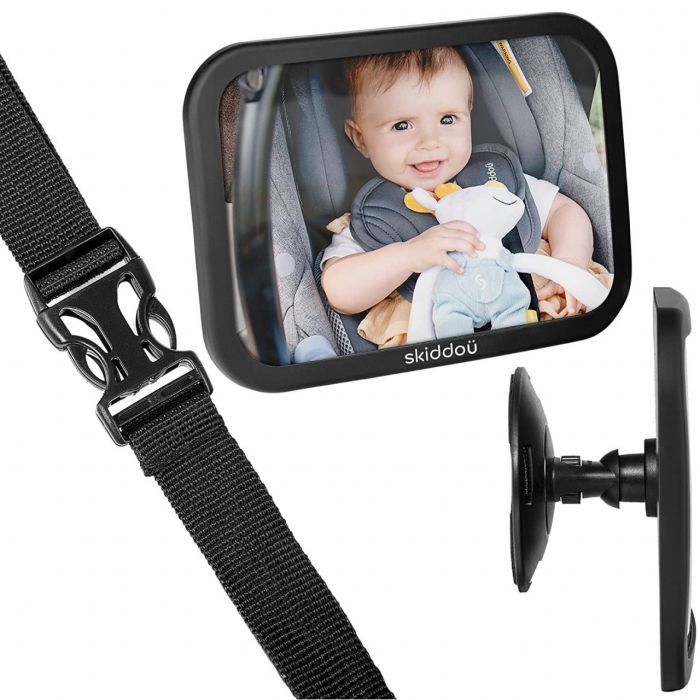 Oglinda auto retrovizoare pentru supraveghere copii Basp, Skiddou, reglare 360 grade, 26x19 cm JEMsk_2090071