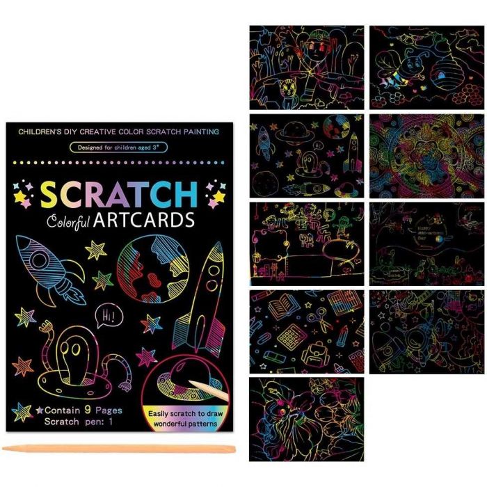 Set 9 planse razuibile Scratch ArtCards 16x12 cm Bambinice BN053 BBJBN053_Multicolor