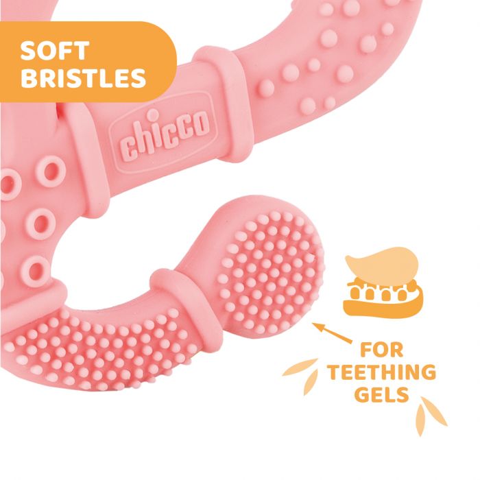 Jucarie copii Chicco pentru dentitie din silicon, Cameleon roz, 2luni+ CHC2811010-7