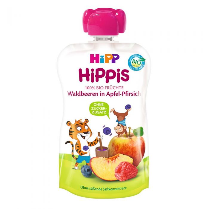 Piure HiPP Hippis mar, piersica, fructe de padure 100g ERFMAR-H8554