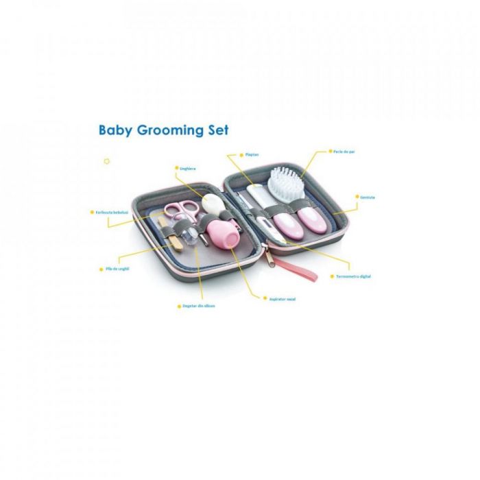 Set ingrijire bebelusi cu 9 piese BabyJem Grooming Set (Culoare: Gri) JEMbj_3633