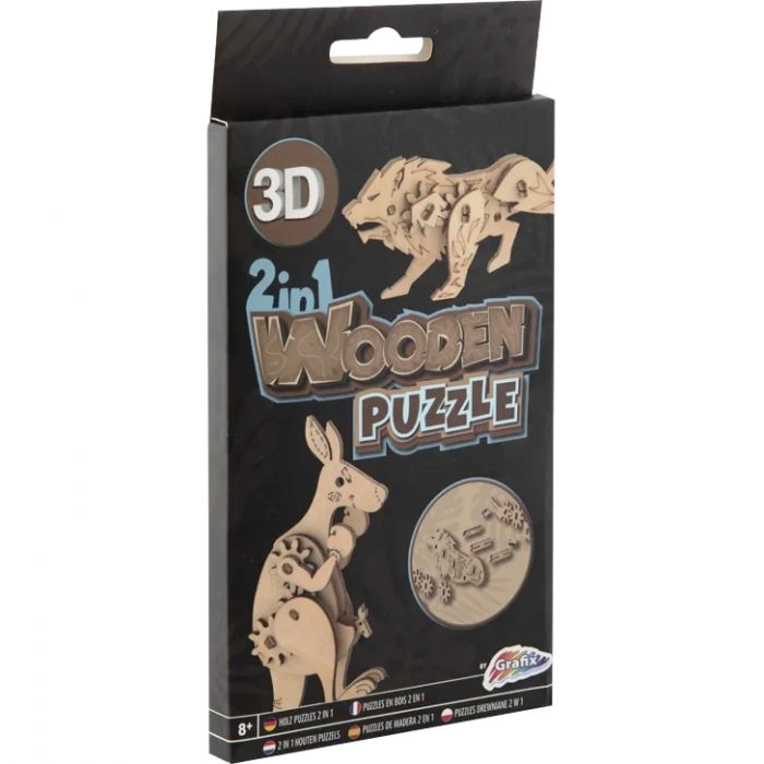 Puzzle Lemn 3D Animale Grafix GR400077 BBJGR400077_Leu/Cangur