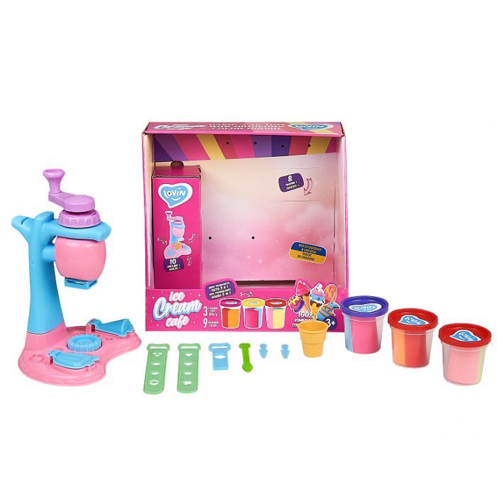 Set plastilina, accesorii si jucarie pentru modelaj Lovin - Ice Cream Cafe KRTOK41174