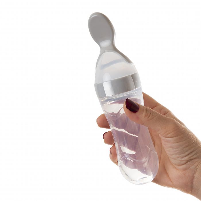 Lingurita cu rezervor pentru bebelusi, BabyJem, cu capac protectie, 90 ml (Culoare: Albastru) JEMbj_8062