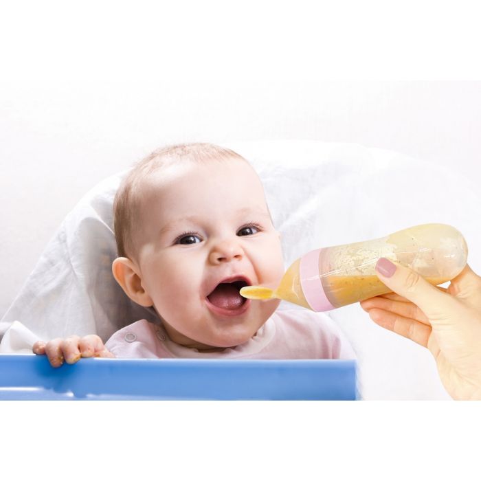 Lingurita cu rezervor pentru bebelusi, BabyJem, cu capac protectie, 90 ml (Culoare: Albastru) JEMbj_8062