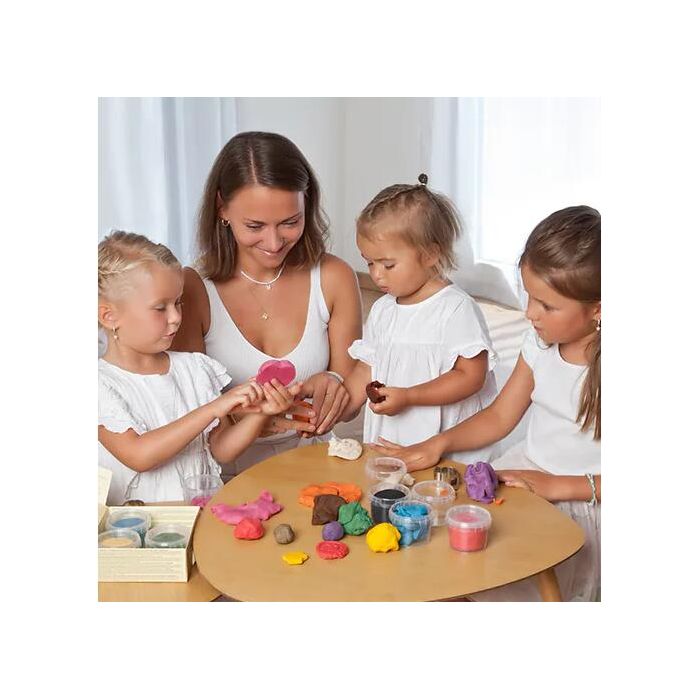 Set Plastilina organica, pentru copii, 2 ani+, la tub, 2 culori, moale, nelipicioasa, usor de modelat, Grunspecht 680-V2