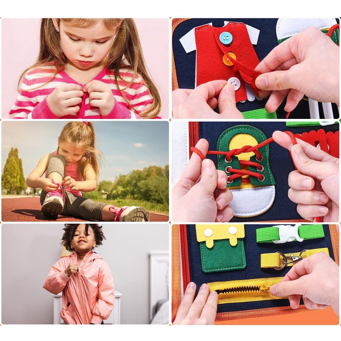 Carte senzoriala textila Montessori cu multiple activitati pentru copii mici KidsCare SUPKC-CSTM