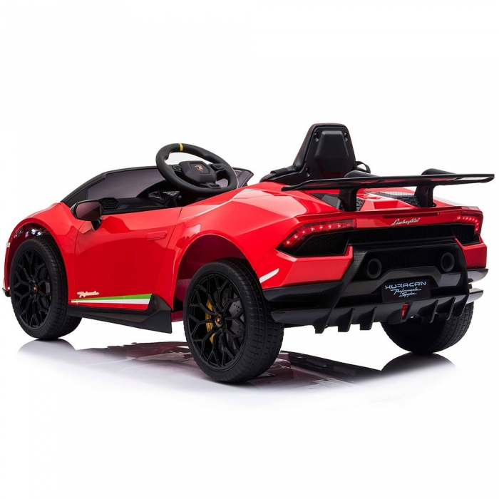 Masinuta electrica Chipolino Lamborghini Huracan red cu scaun din piele si roti EVA HUBELKLAHU22RE