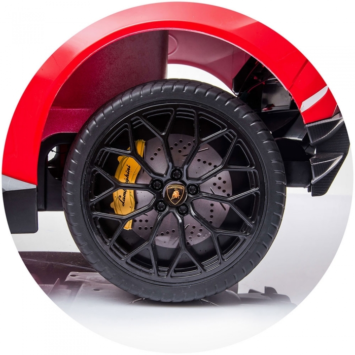 Masinuta electrica Chipolino Lamborghini Huracan red cu scaun din piele si roti EVA HUBELKLAHU22RE