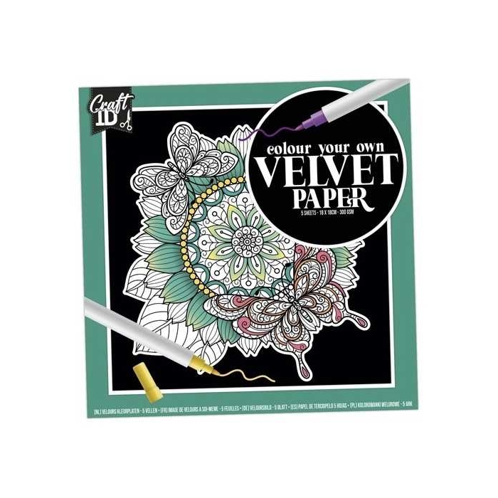 Set pictura 5 planse de colorat catifelate Velvet Paper Flori 18x18cm Grafix GRCR5004-GE BBJGRCR5004-GE_Verde