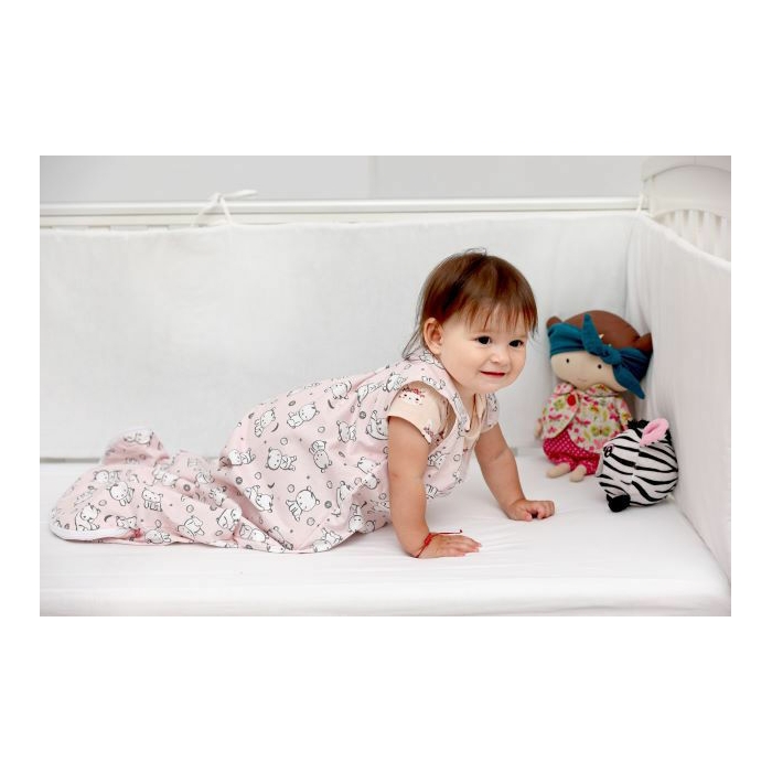 Sac de dormit copii, Baby Bear roz, din bumbac, 130 cm, 1 tog - Toamna KDEP1301BBR