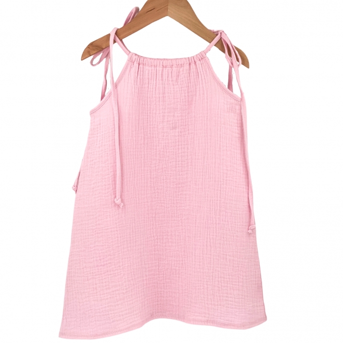 Rochie de vara cu snur pentru fetite, din muselina, Magic Pink, 4-5 ani KDERM45MPINK