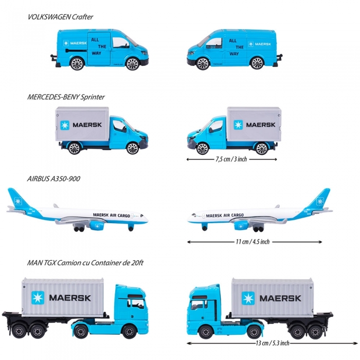 Set Majorette MAERSK Logistic cu 4 vehicule HUBS212057290