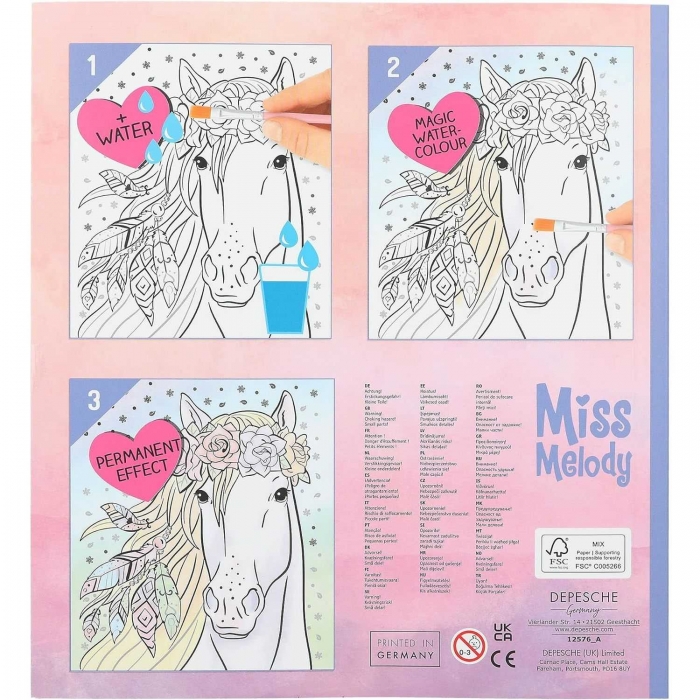 Carte de colorat cu apa Miss Melody, 30 pagini Depesche PT12576 BBJPT12576_Initiala