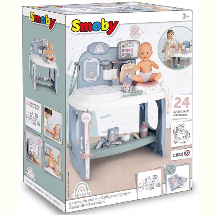 Centru de ingrijire pentru papusi Smoby Baby Care Center albastru cu accesorii HUBS7600240305