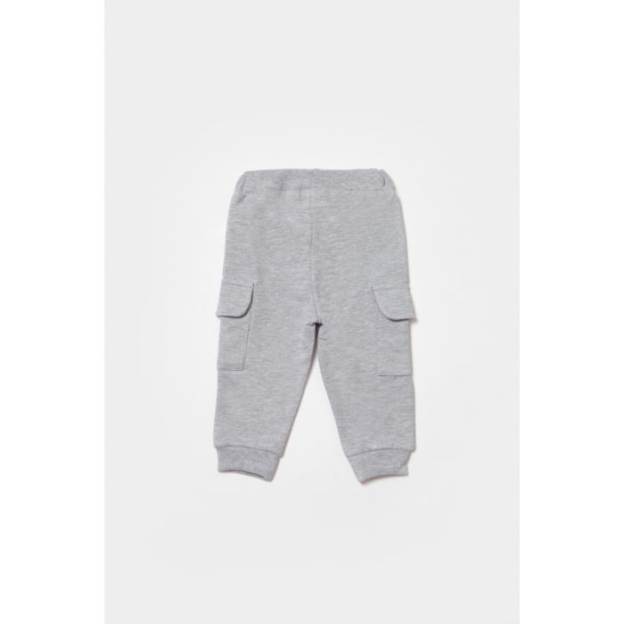 Pantaloni cu buzunare laterale, Two thread, 100%bumbac organic - Gri, BabyCosy (Marime: 9-12 luni) JEMBC-CSY8016-9