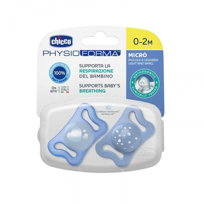 Suzeta Chicco PhysioForma Micro, 2 bucati, blue, 0-2luni CHC75126-7_BLUE