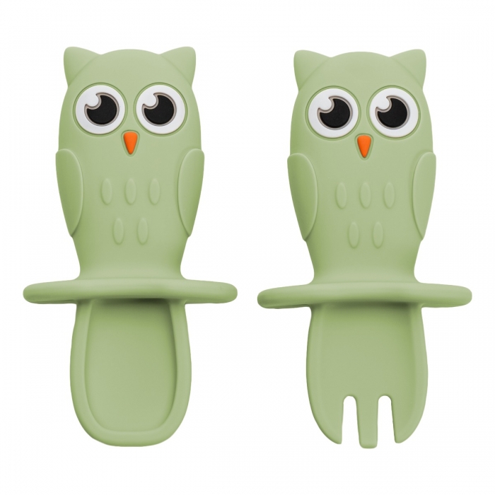 Set Tacamuri din silicon, AppeKids, OWL - Raw Green KRTAK275640