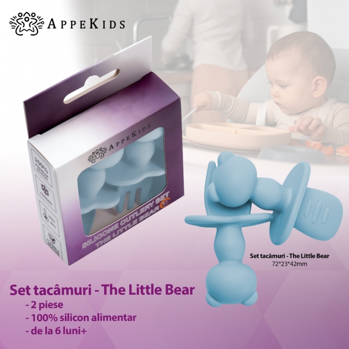 Set Tacamuri din silicon, AppeKids, The Little Bear - Aqua Blue KRTAK275589