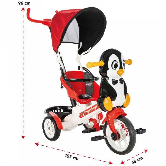 Tricicleta Pilsan Penguin cu maner si copertina HUBPL-07-178