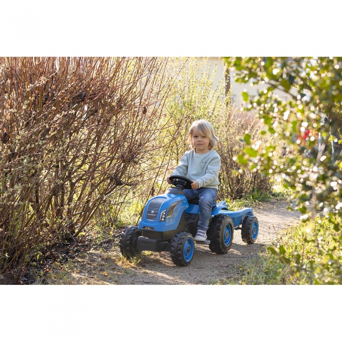 Tractor cu pedale si remorca Smoby Farmer XL albastru HUBS7600710129