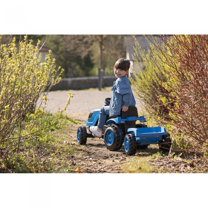 Tractor cu pedale si remorca Smoby Farmer XL albastru HUBS7600710129