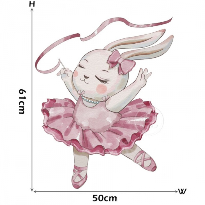 Sticker Decorativ Pentru Copii, Autoadeziv, Iepurasul balerina, 61x50 cm EKDWS63032