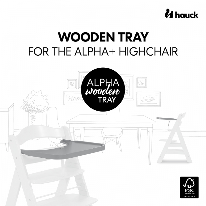 Tavita scaun masa Alpha, din lemn, Grey EKD55055-7