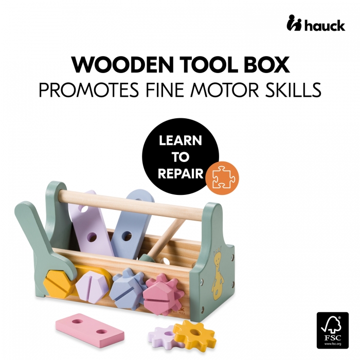 Cutie cu scule din lemn pentru copii, Hauck, Learn to repair EKDhk13045