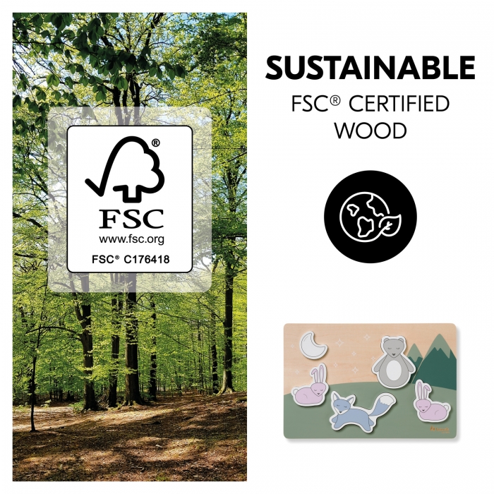 Puzzle din lemn certificat FSC, Hauck, Forest EKDhk13090