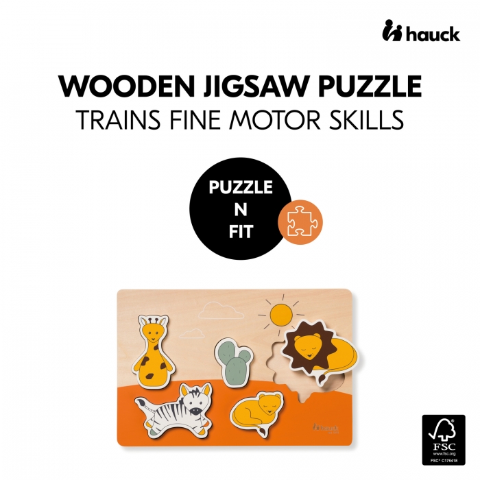 Puzzle din lemn certificat FSC, Hauck, Safari EKDhk13083