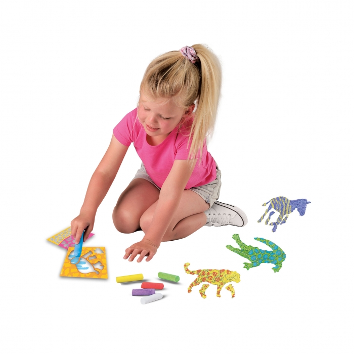 Creta colorata pentru copii si sabloane cu animale TSG32499