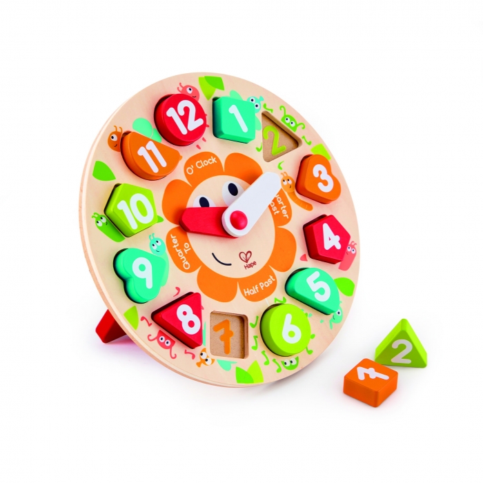Puzzle din lemn cu ceas de jucarie pentru copii TSG22565