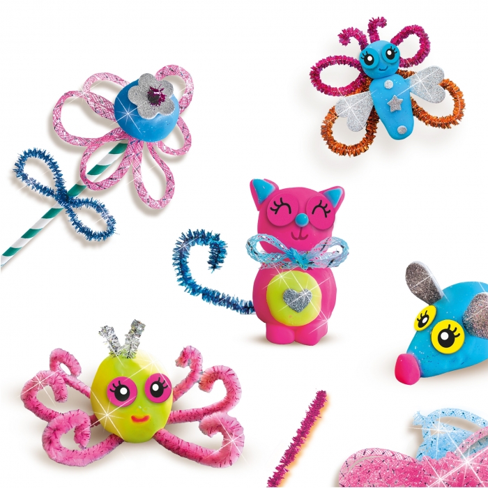 Set copii de creat animale din plastilina cu accesorii si sclipici TSG22837