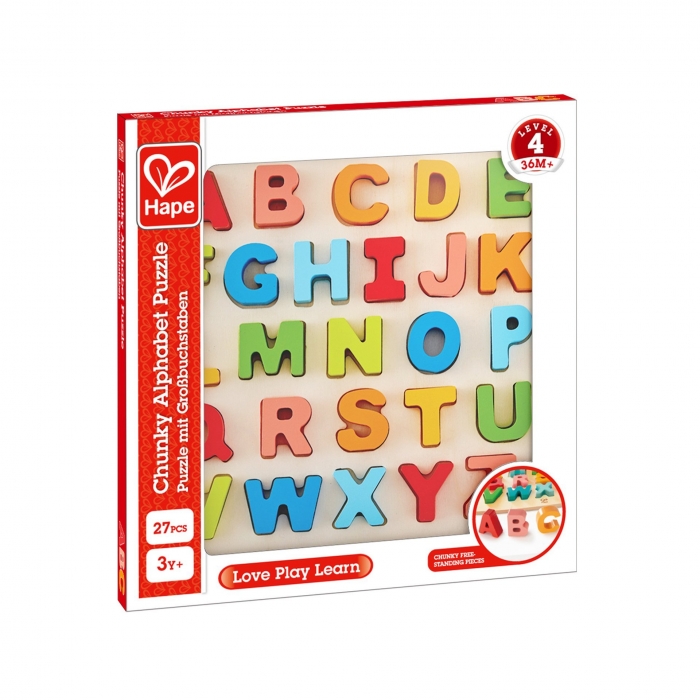 Puzzle din lemn - Alfabet, litere dolofane