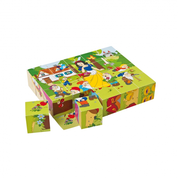 Puzzle din lemn cuburi - Basme 4 x 5