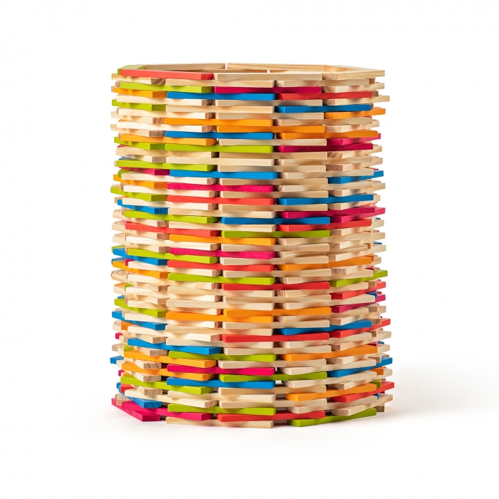 Jucarie din lemn - Caramizi colorate Emma (200 piese)