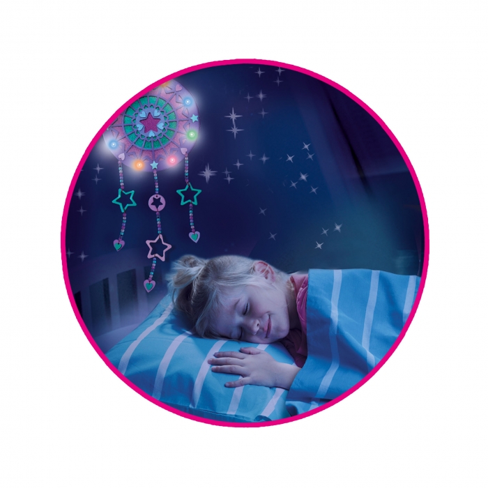 Set creativ copii - Capcana de vise cu ghirlanda luminoasa cu tematica galaxie