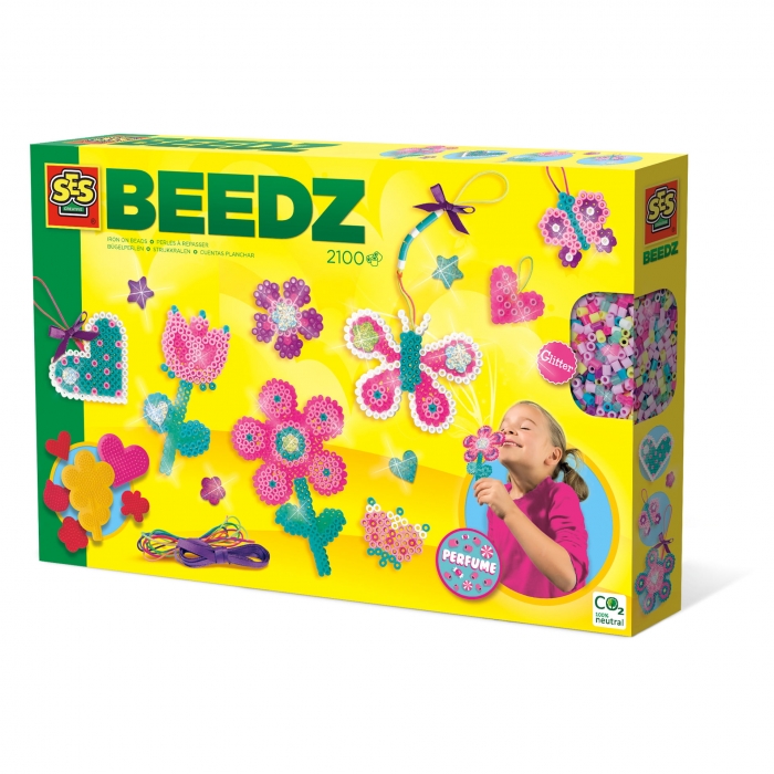 Set creativ copii Beedz - Margele de calcat Flori si Inimi parfumate