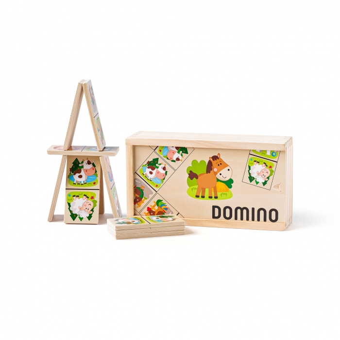 Jucarie din lemn - Domino animale de la ferma