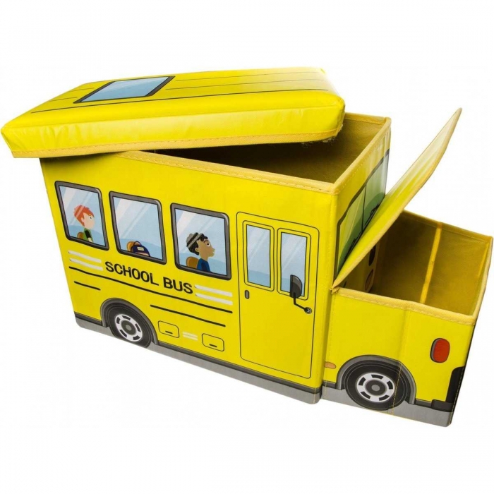 Cutie depozitare cu capac Autobuz Scolar 55 x 25 x 32 cm LG Imports LG3577 BBJLG3577_Galben