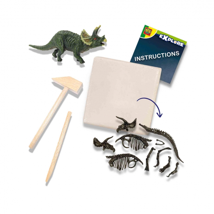 Set creativ Dino si excavarea scheletului 2 in 1 - Triceratops