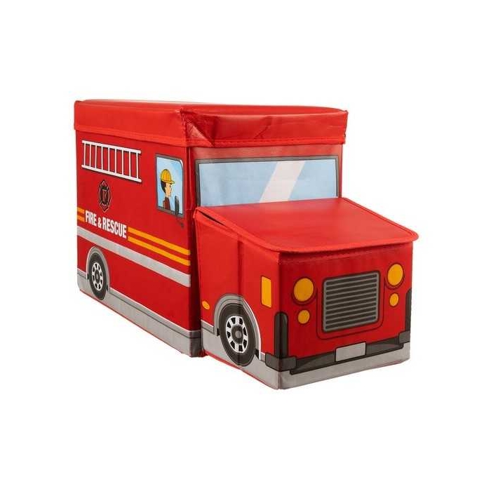 Cutie depozitare cu capac Masina Pompieri 53 x 26 x 31.5 cm Kruzzel MY6852 BBJMY6852_Rosu