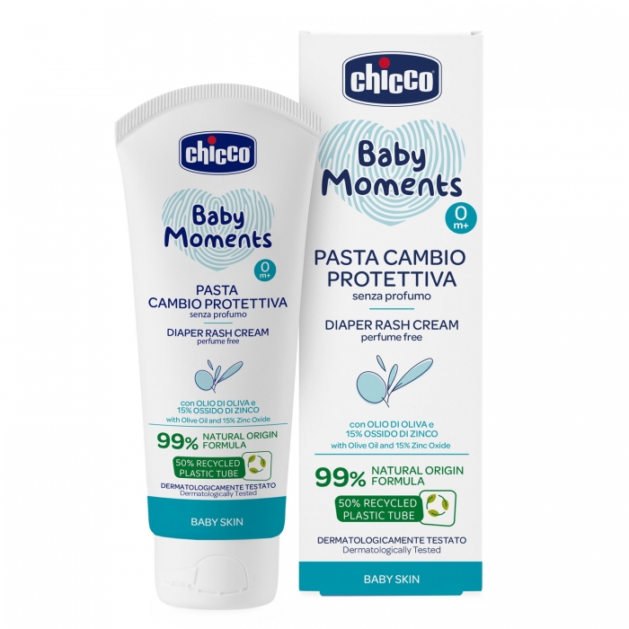 Crema reparatoare Chicco Baby Moments impotriva iritatiilor de la scutec, panthenol si oxid de zinc 15%, 0luni+ CHC12114-9
